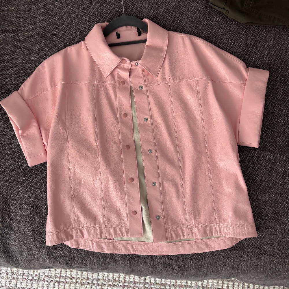 Alice and Olivia faux leather top